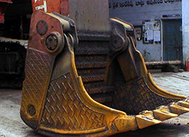 Bucket hardfacing